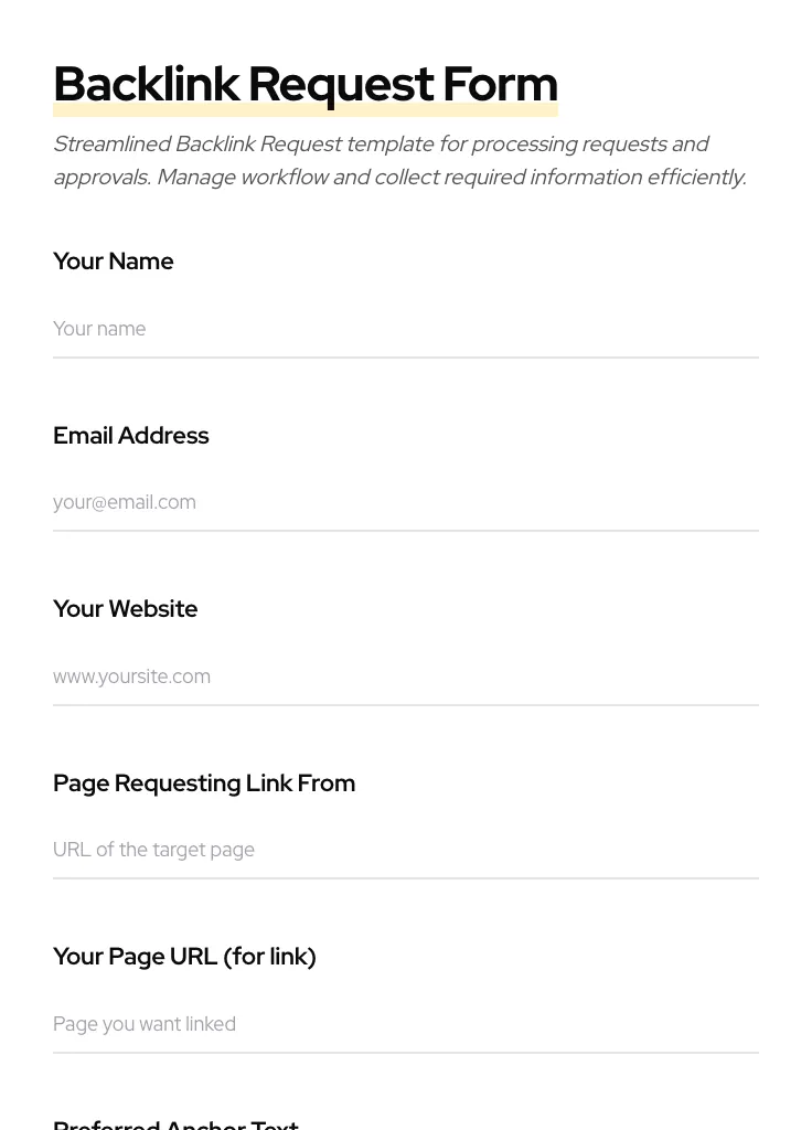Backlink Request preview