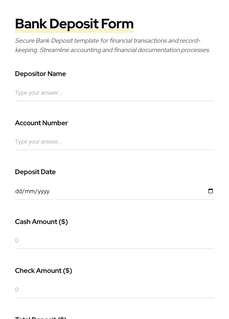 Bank Deposit preview