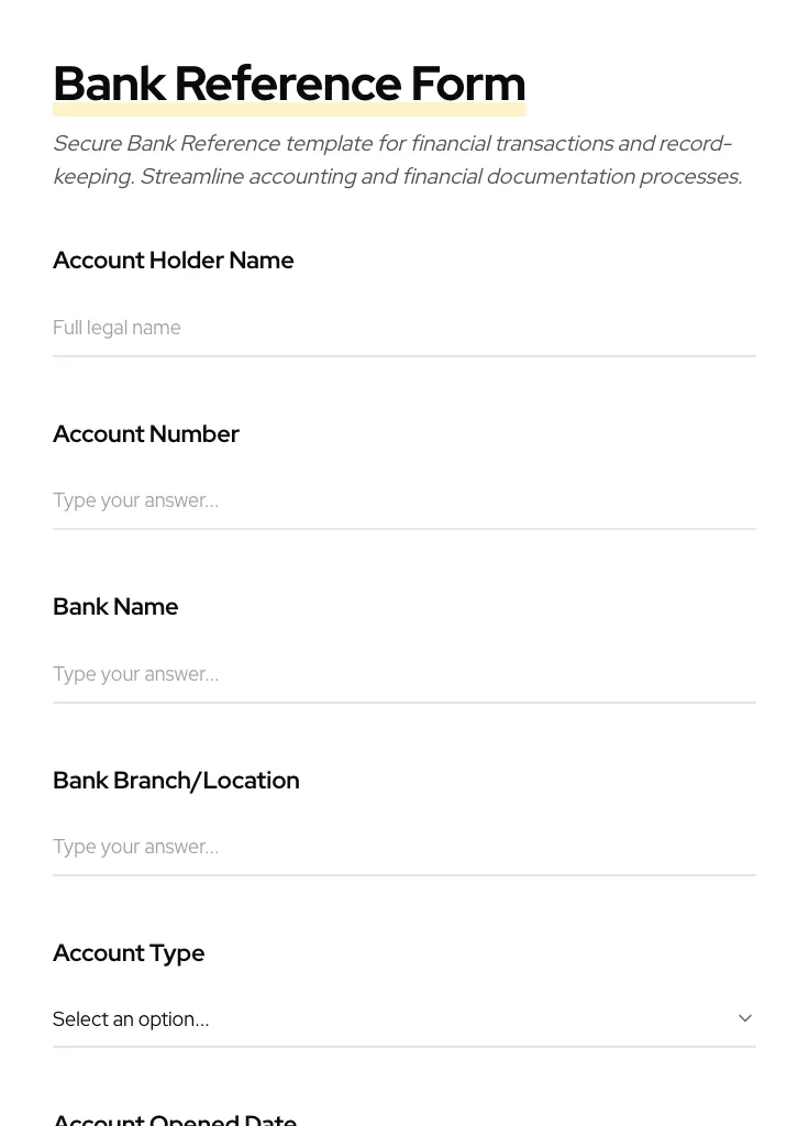Bank Reference preview