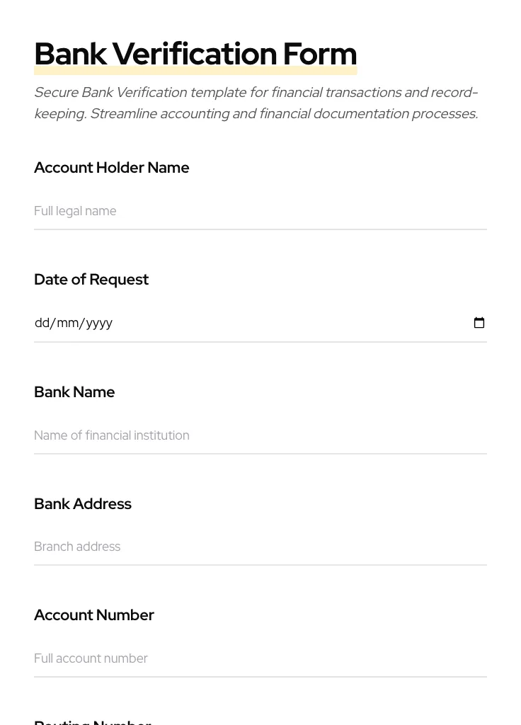 Bank Verification preview