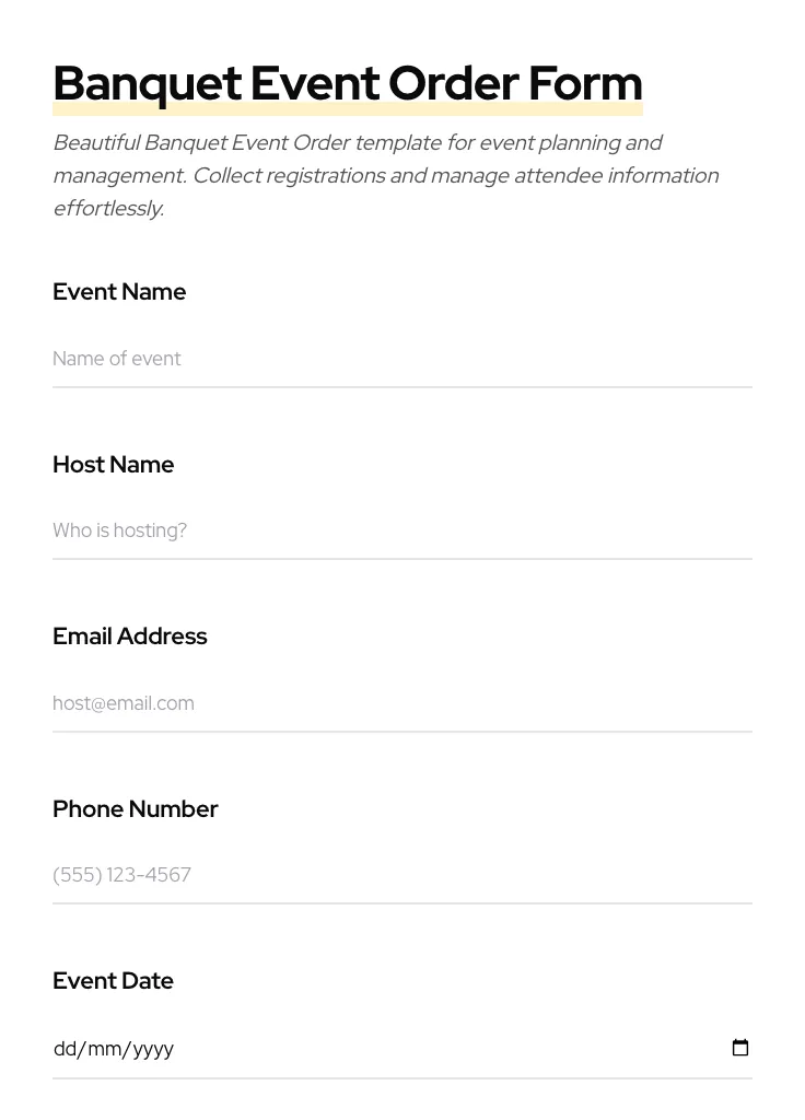 Banquet Event Order preview