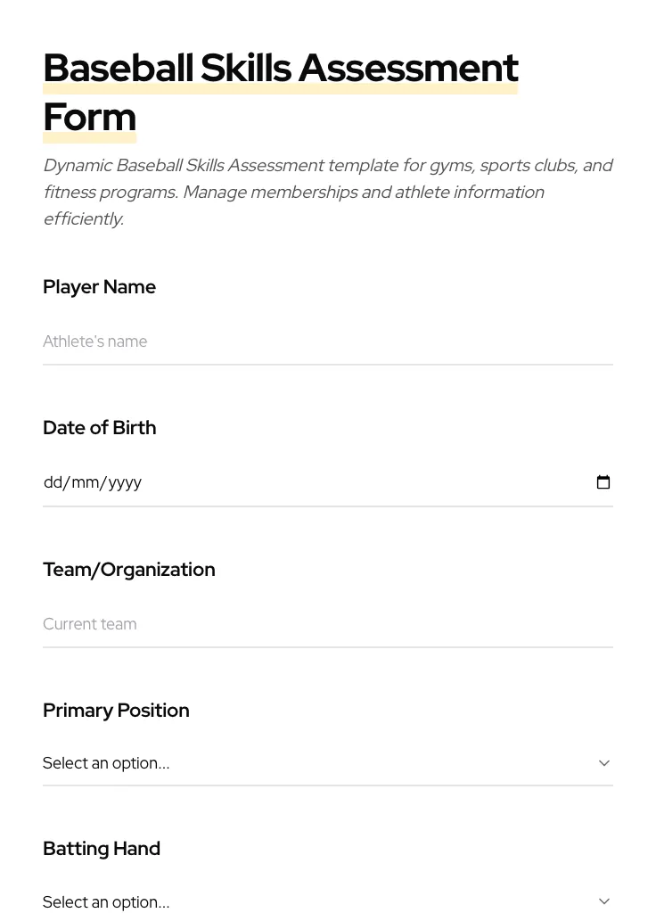 Baseball Skills Assessment preview
