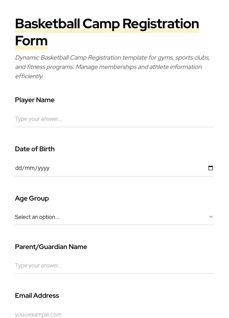 Basketball Camp Registration preview