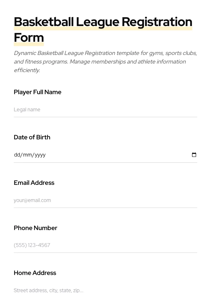 Basketball League Registration preview