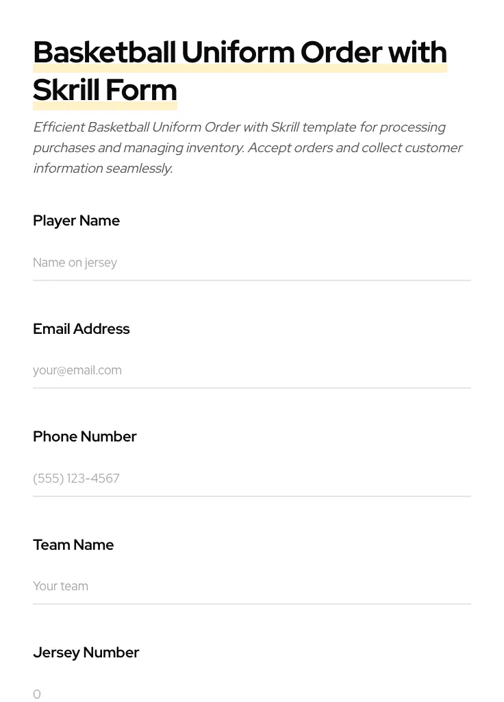Basketball Uniform Order with Skrill preview