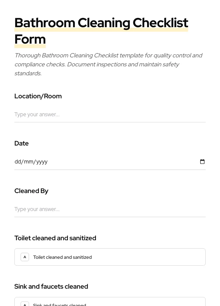 Bathroom Cleaning Checklist preview