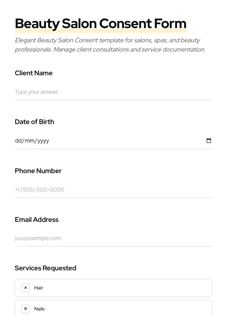 Beauty Salon Consent preview