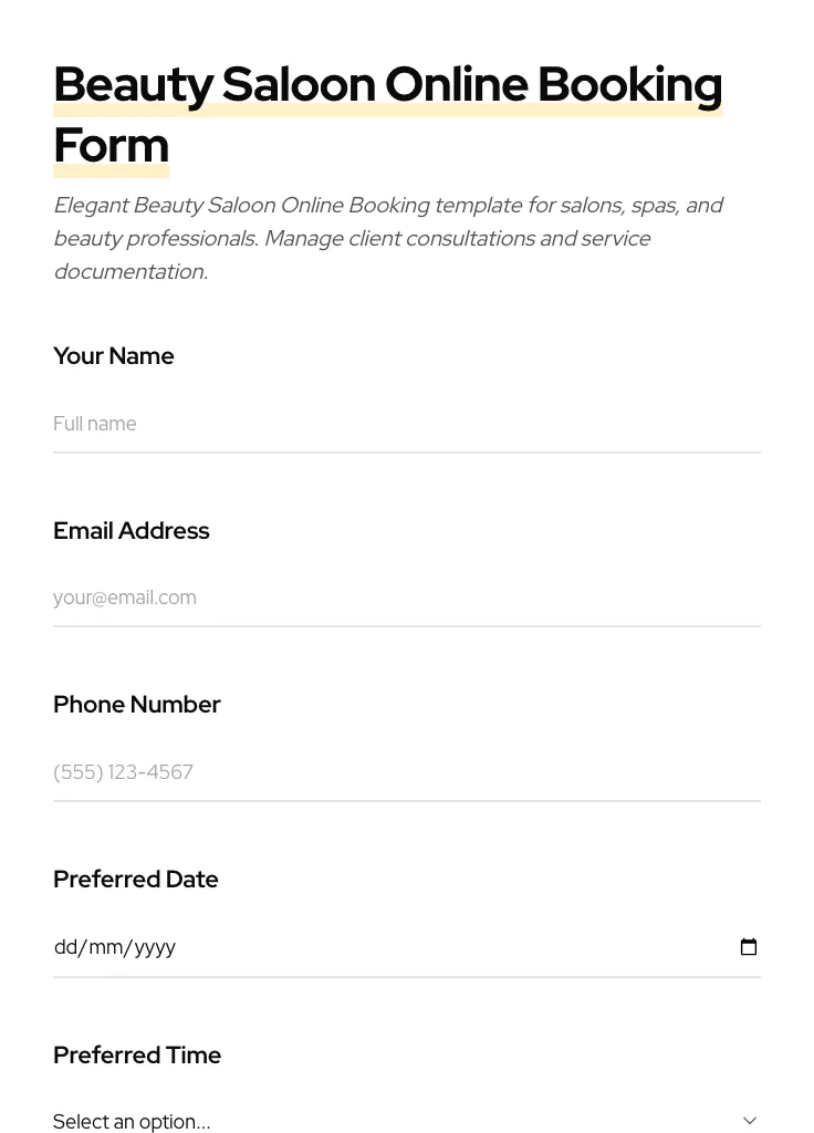 Beauty Saloon Online Booking preview
