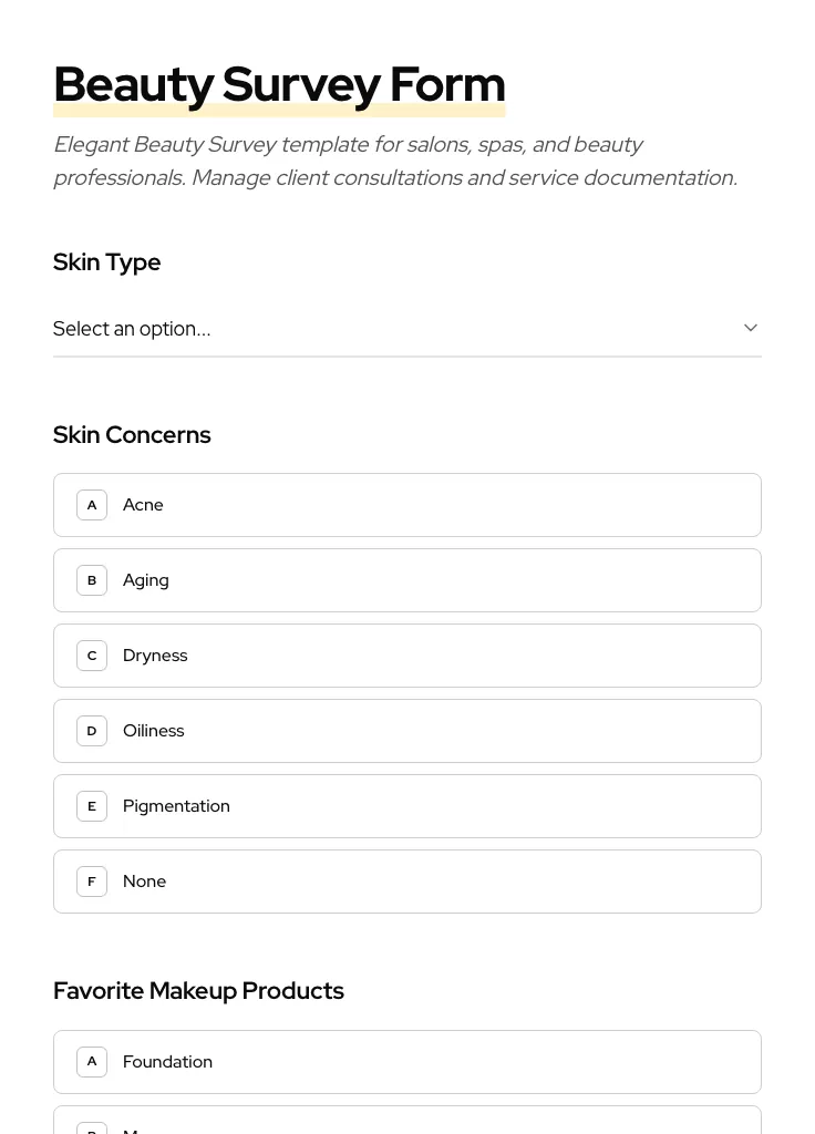 Beauty Survey preview