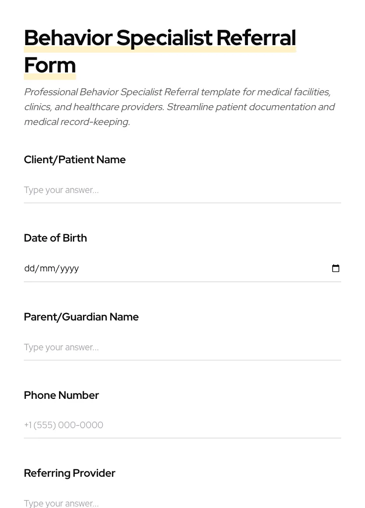 Behavior Specialist Referral preview