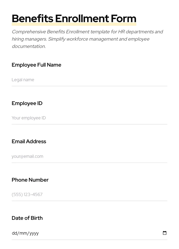 Benefits Enrollment preview