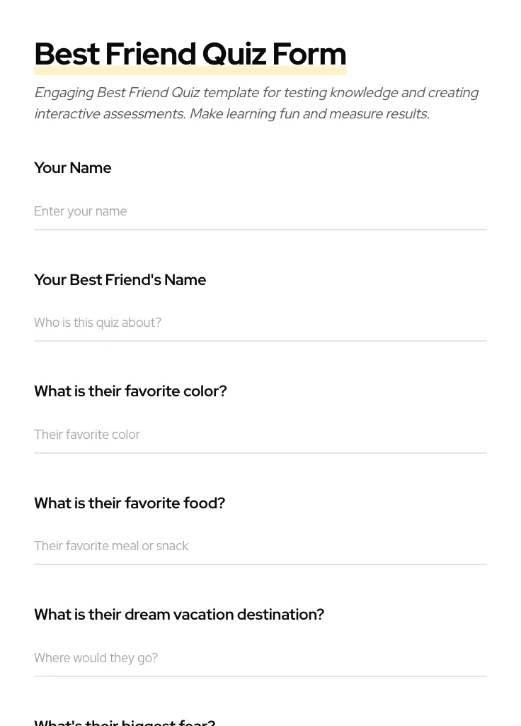 Best Friend Quiz preview