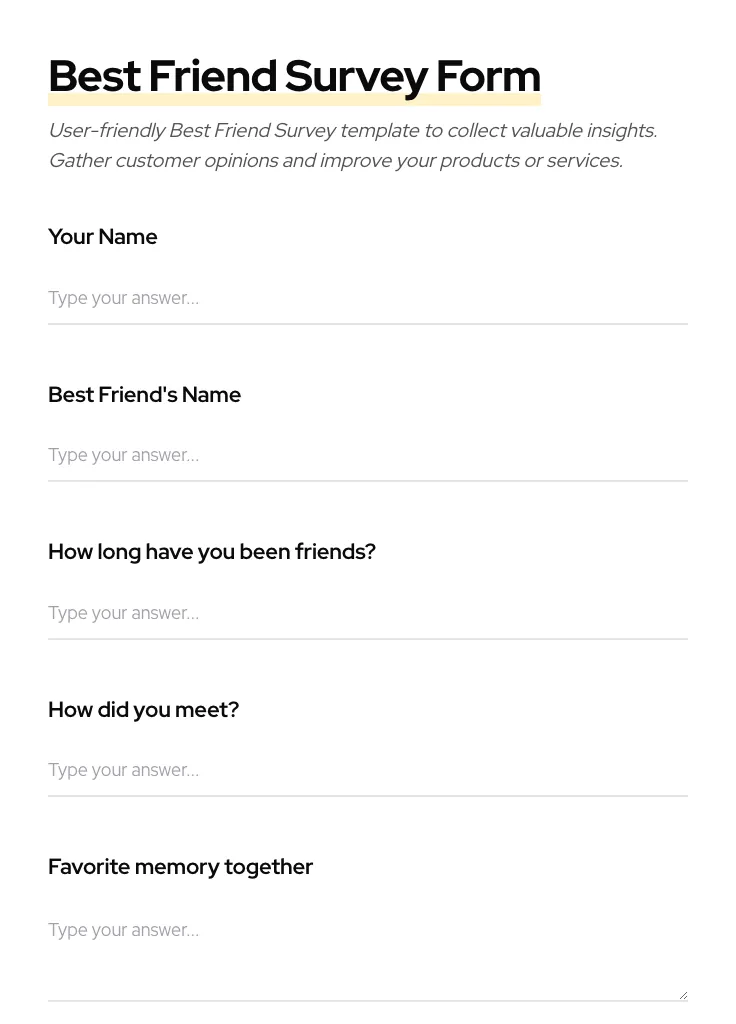 Best Friend Survey preview
