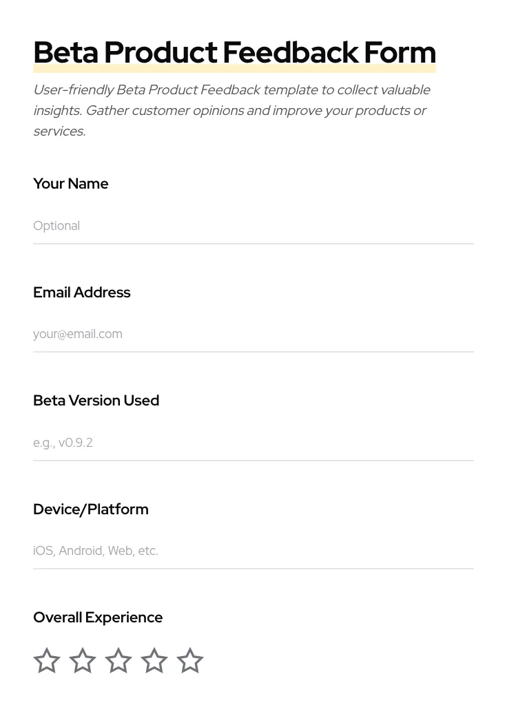 Beta Product Feedback preview