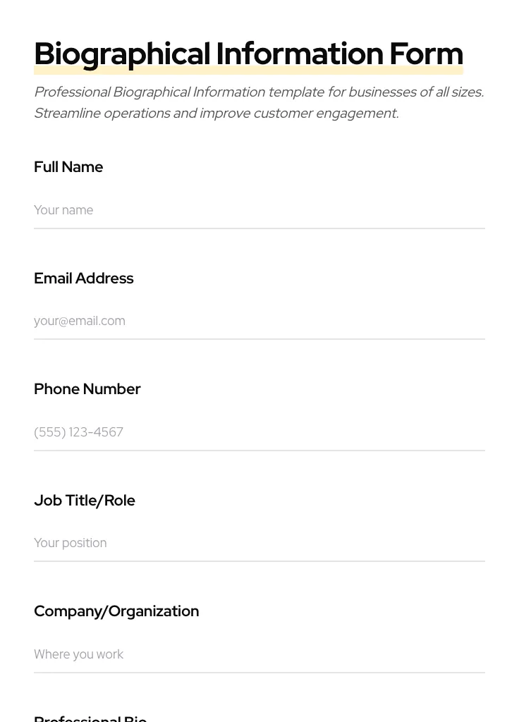 Biographical Information preview