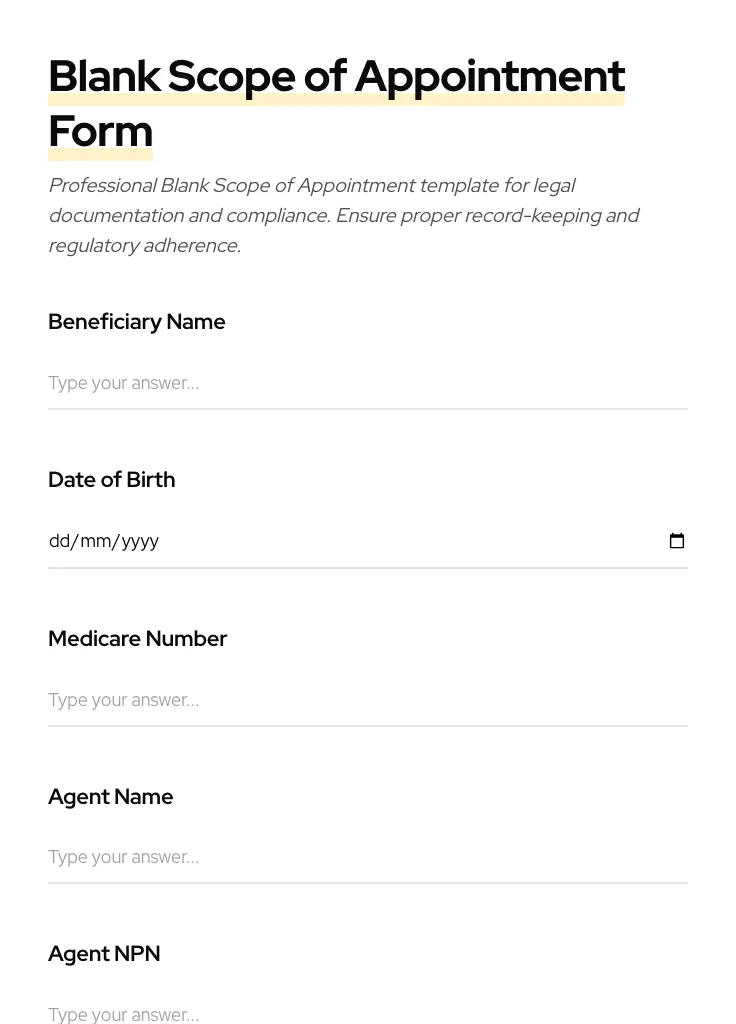 Blank Scope of Appointment preview