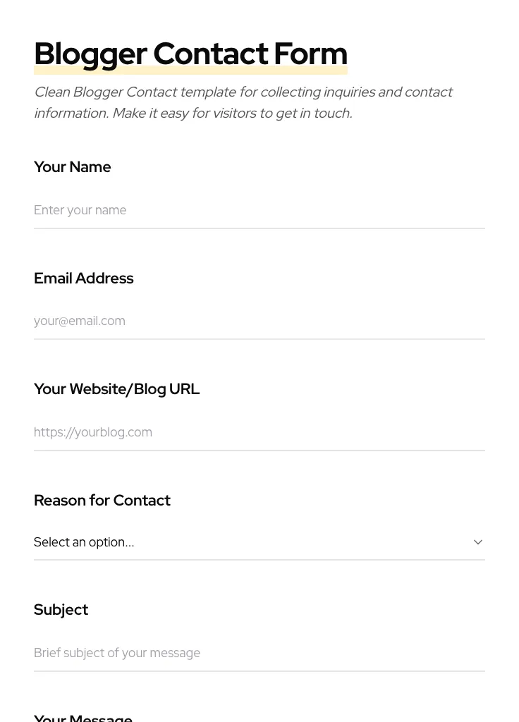 Blogger Contact preview