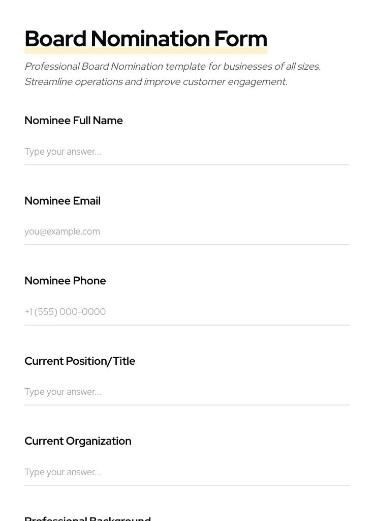Board Nomination preview