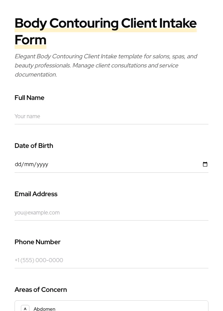 Body Contouring Client Intake preview