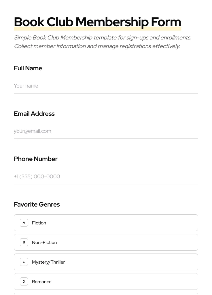 Book Club Membership preview
