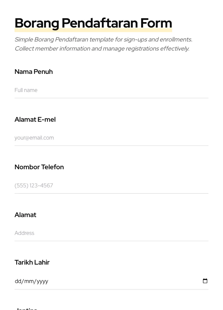 Borang Pendaftaran preview