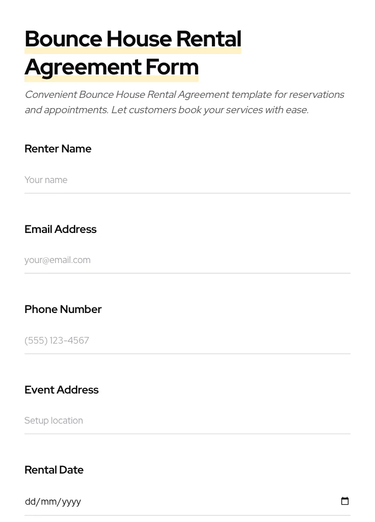 Bounce House Rental Agreement preview