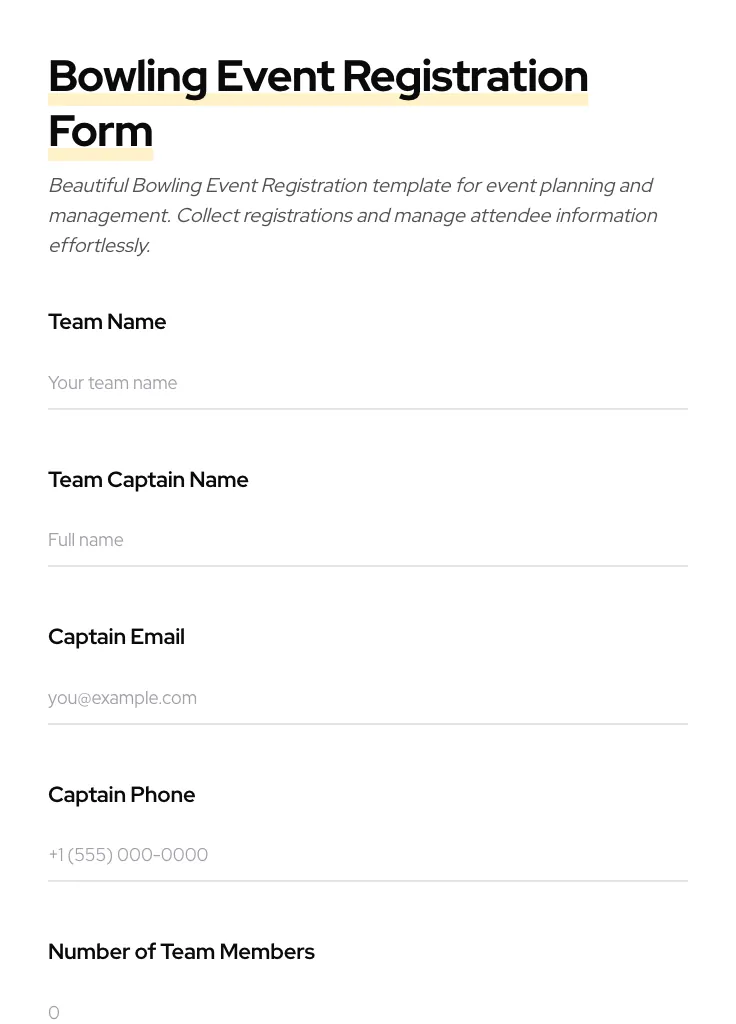 Bowling Event Registration preview