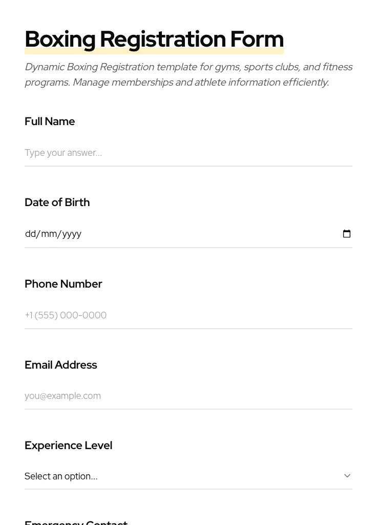 Boxing Registration preview