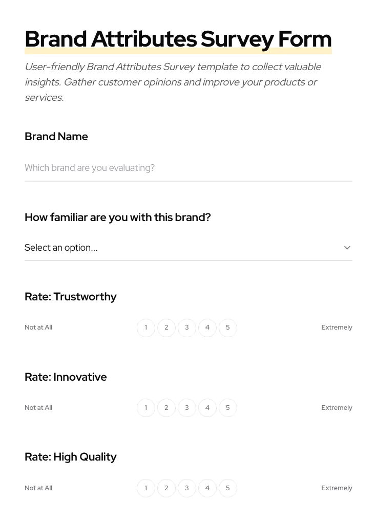 Brand Attributes Survey preview
