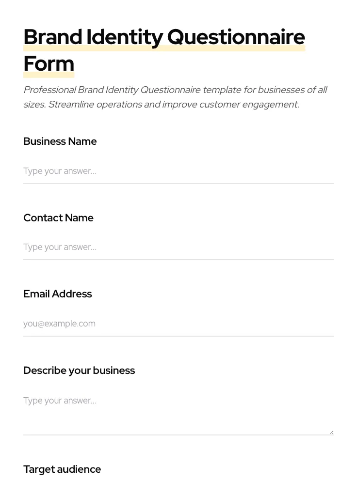 Brand Identity Questionnaire preview