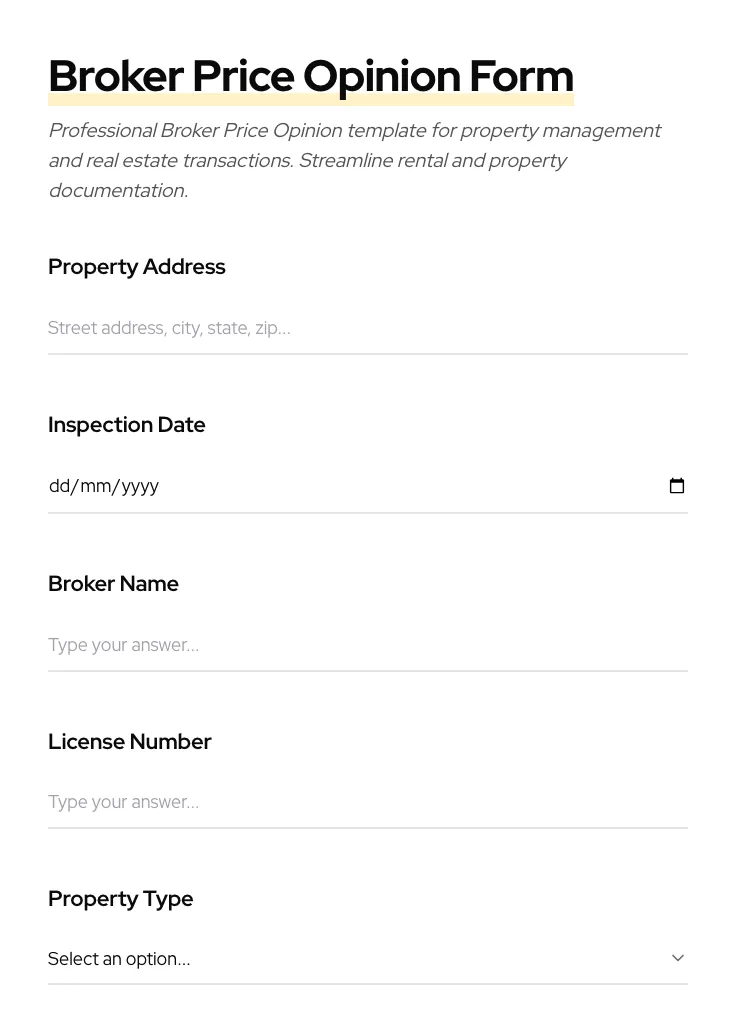 Broker Price Opinion preview