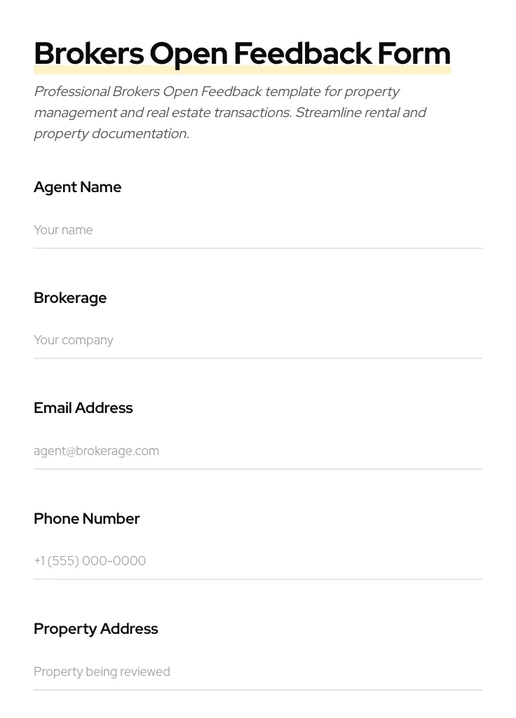 Brokers Open Feedback preview