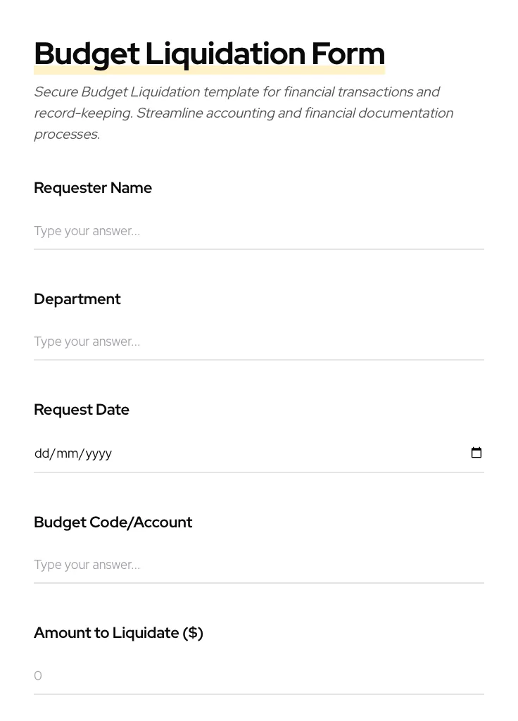 Budget Liquidation preview