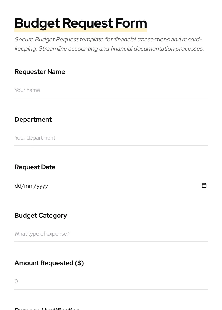 Budget Request preview