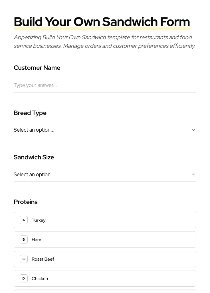 Build Your Own Sandwich preview