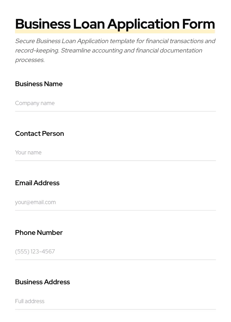 Business Loan Application preview