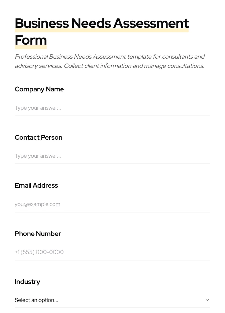 Business Needs Assessment preview