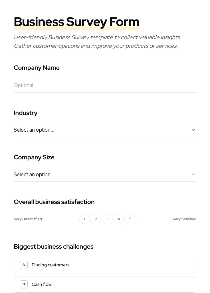 Business Survey preview