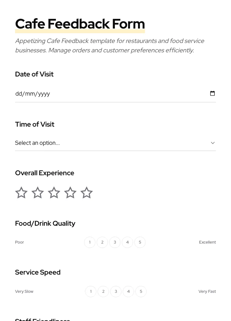 Cafe Feedback preview
