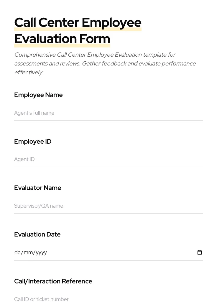 Call Center Employee Evaluation preview