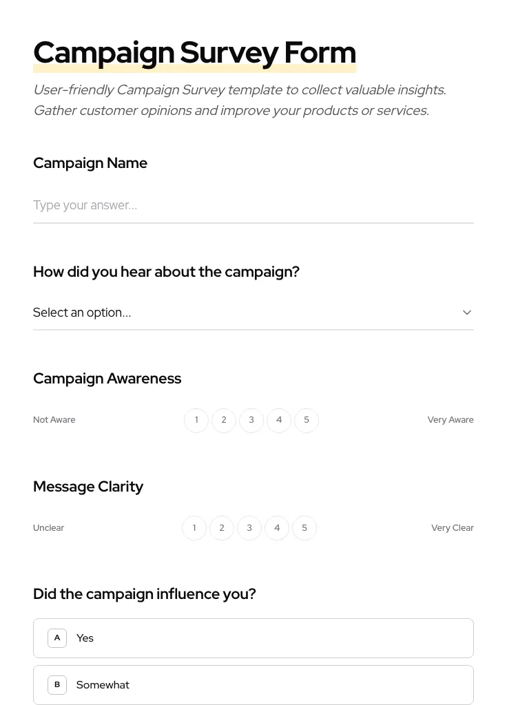 Campaign Survey preview