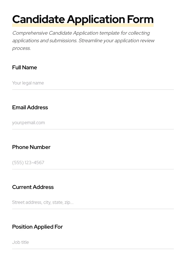 Candidate Application preview