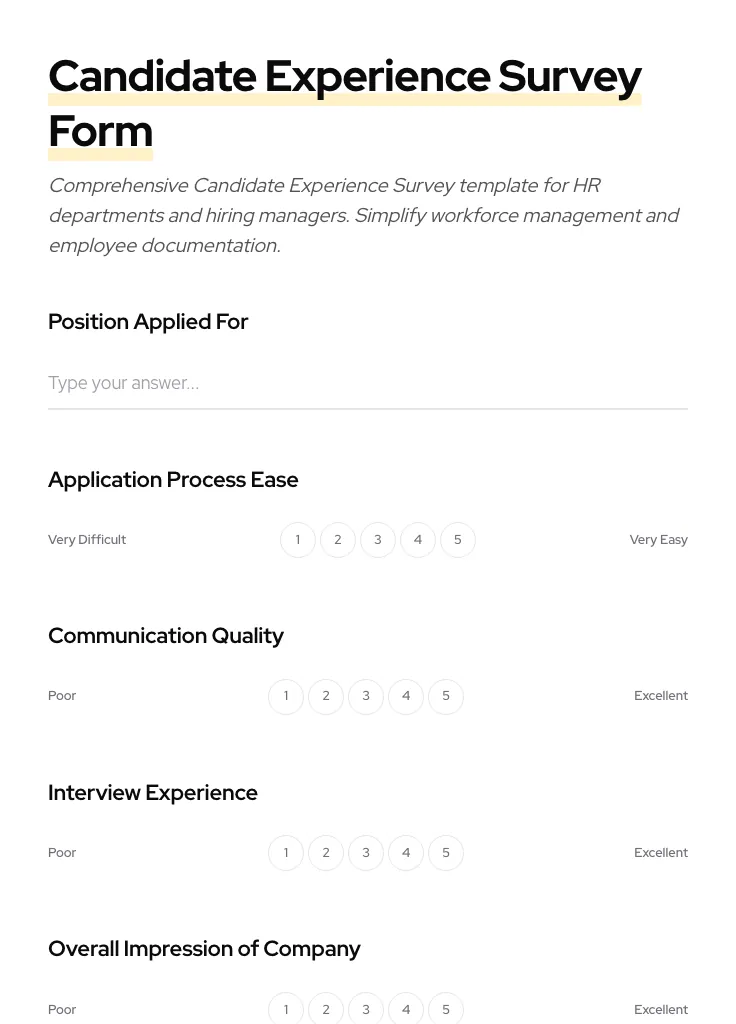 Candidate Experience Survey preview