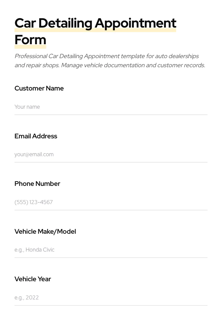 Car Detailing Appointment preview