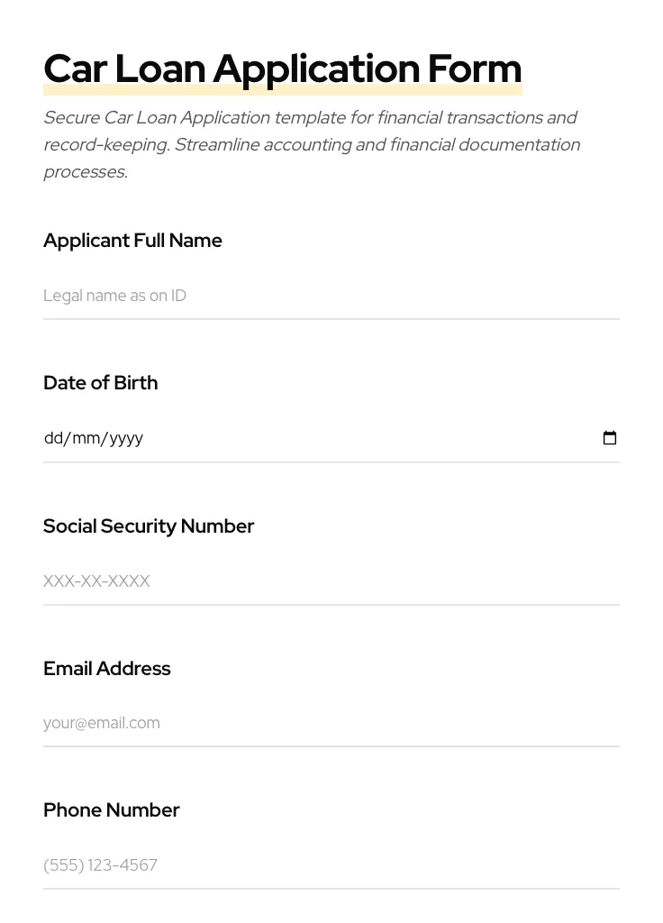Car Loan Application preview