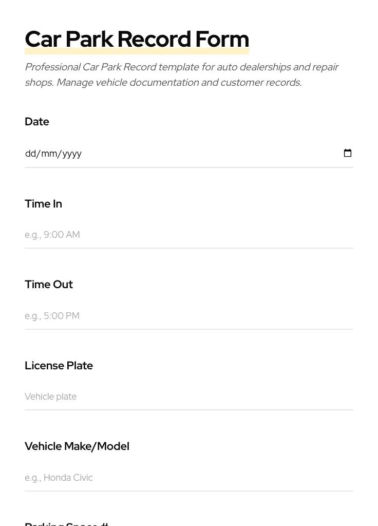 Car Park Record preview