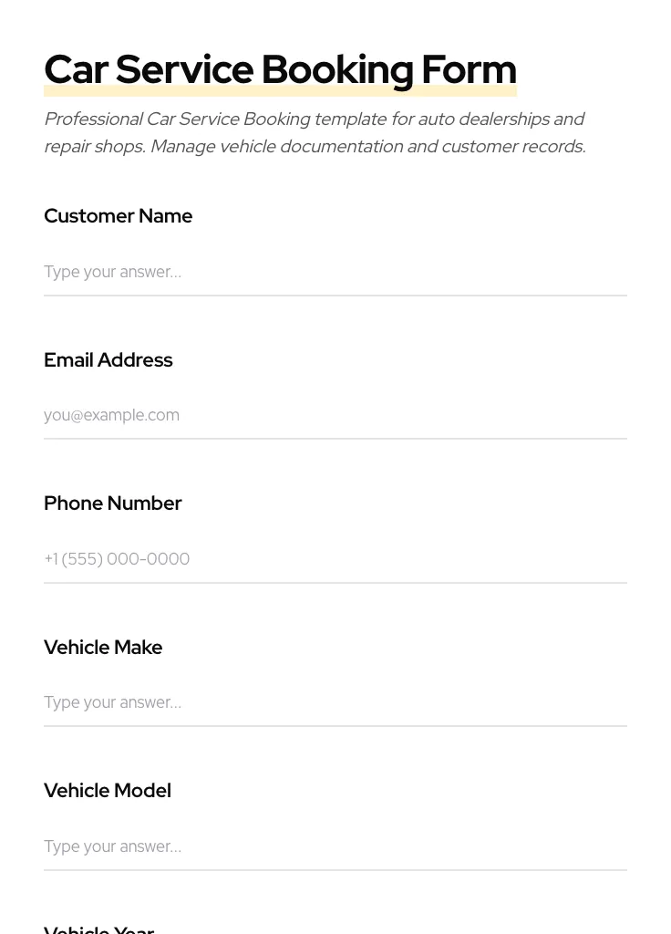 Car Service Booking preview