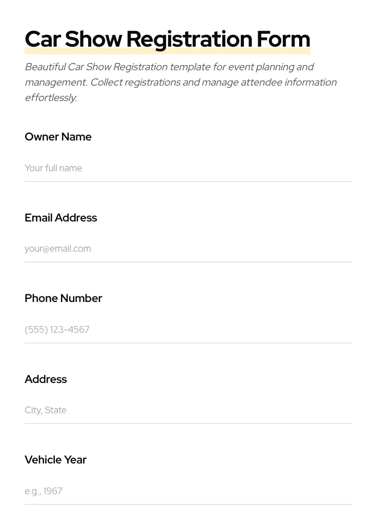 Car Show Registration preview