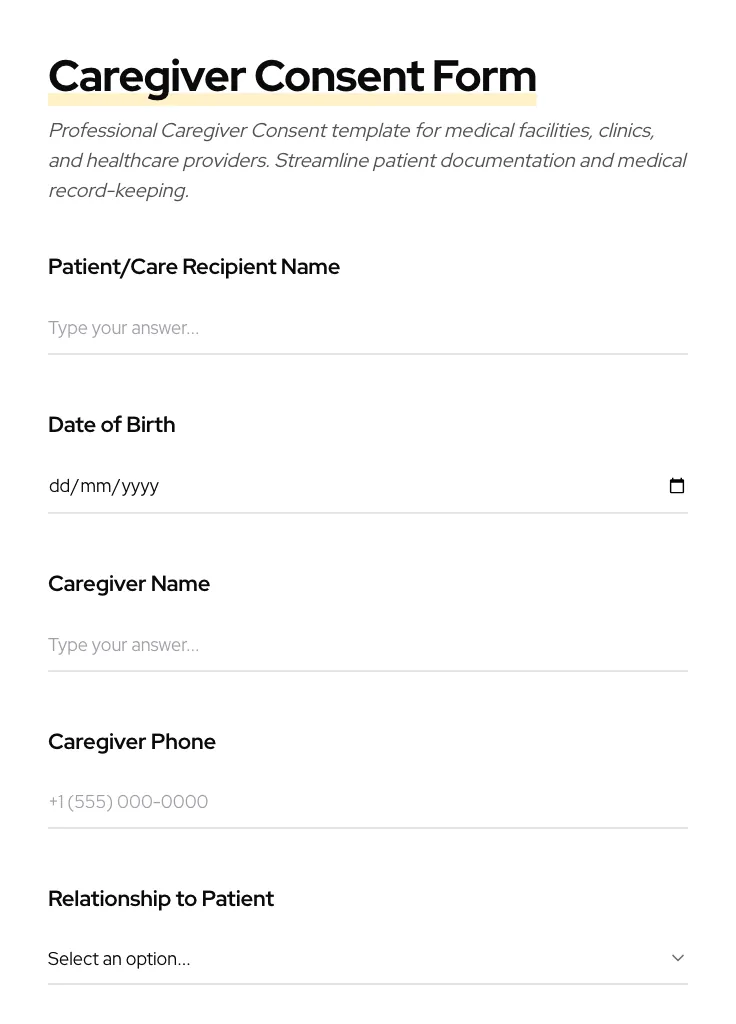 Caregiver Consent preview