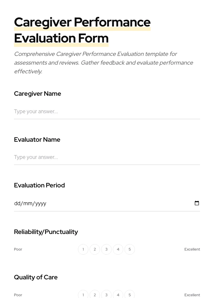 Caregiver Performance Evaluation preview